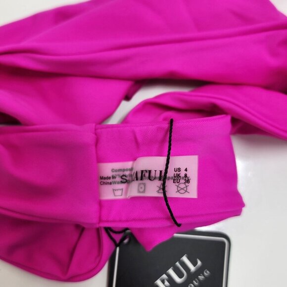 Zaful Womens Pink Ruched Bikini Set With Adjustable Straps & Tie Back Size S - Picture 4 of 7